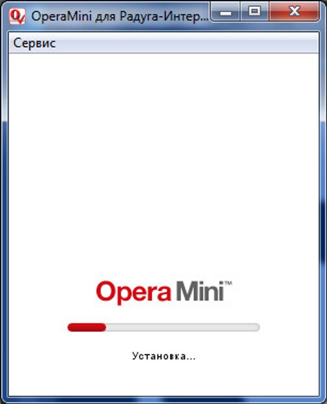 Opera Mini starter opp på en Windows-pc.