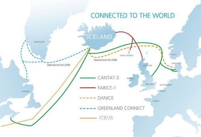 Island er forbundet med omverdenen ved hjelp av flere fiberbasert forbindelser med til dels svært høy kapasitet. Bilde: Emerald Network Computing