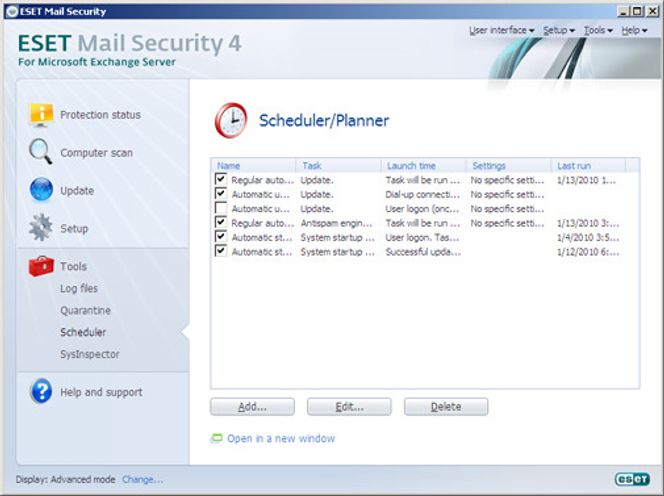 Flere administrative funksjoner. Bilde: ESET