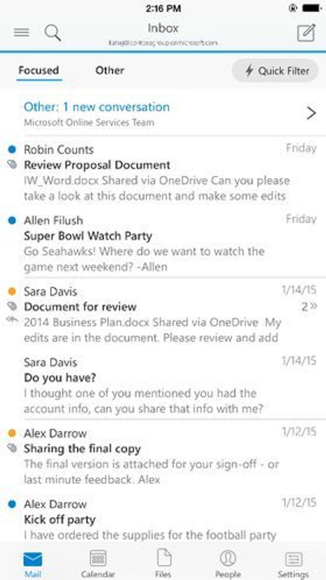Innboken i Outlook for Android og iOS er delt i to ulike faner, hvor de viktigste meldingene kan skilles ut fra de mindre viktige. Bilde: Microsoft