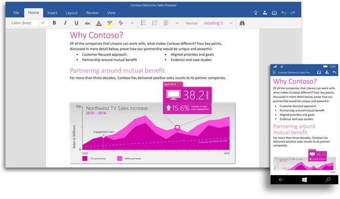 Word på to skjermer. Bilde: Microsoft