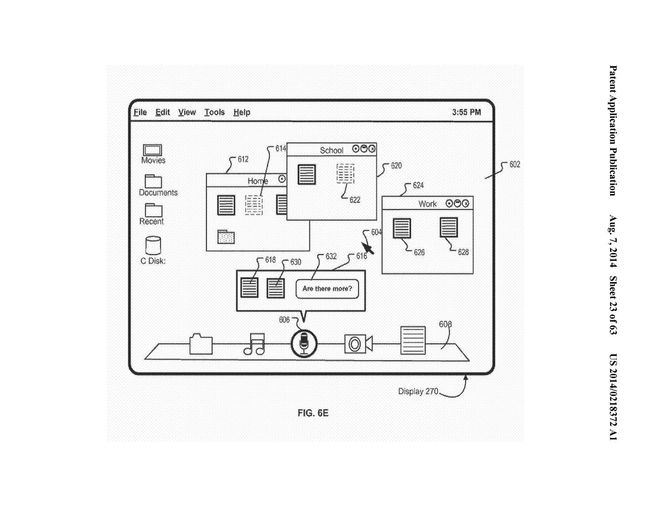 Konsepttegning som viser hvordan Siri kan fungere på Mac. Bilde: United States Patent and Trademark Office