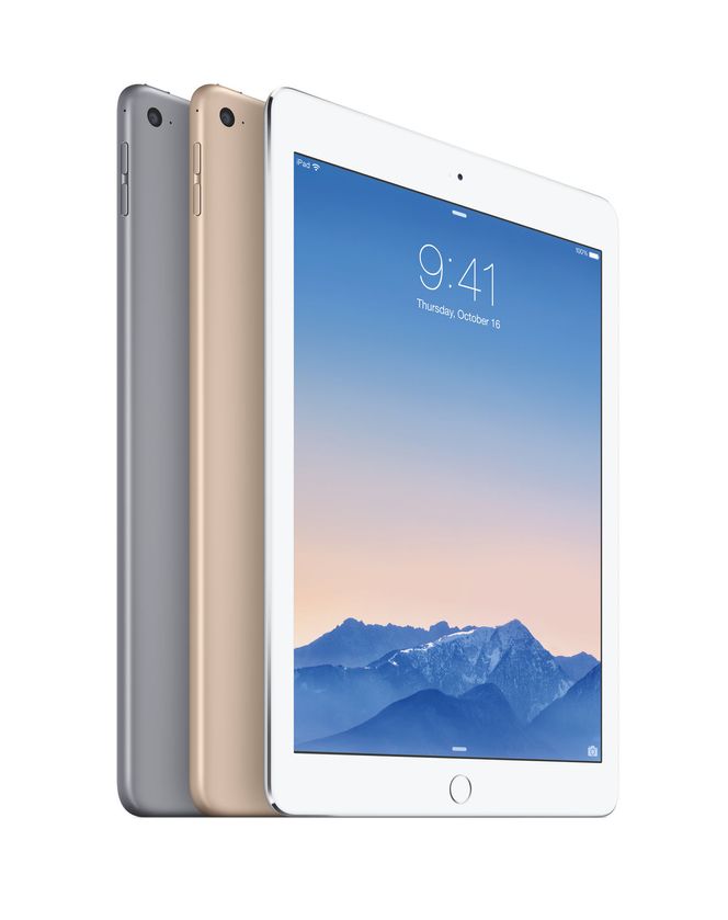 iPad Air 2 er tynnere, raskere og har bedre kamera, samt Touch ID-sensor. Bilde: Apple