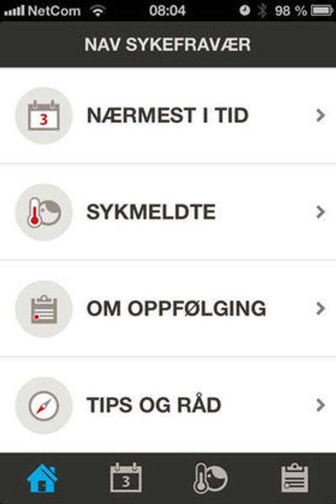 Appen har ikke spesielt mange funksjoner - og har ingen integrering mot NAVs systemer. Det er heller ikke mulig å trykke på lenker i appen. Bilde: Skjermdump