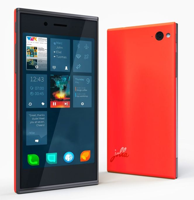 Jolla-mobilen viser en form for fliser eller kort på hjemmeskjermen. Bilde: Jolla
