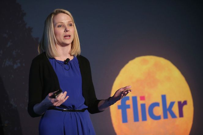 Yahoo-sjef Marissa Mayer fortalte om Flickr-nyhetene under et arrangement i New York. Der ble det også kjent at Yahoo kjøper Tumblr. Bilde: Mario Tama/Getty Images/All Over Press