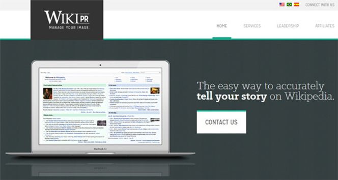 Wiki PR reklamerer åpent for sine tjenester fra sin egen nettside. I artikkelen om Wiki-PR på Wikipedia heter det at selskapets ansatte, kunder og eiere inntil videre er utestengt fra all delaktighet i nettleksikonet.