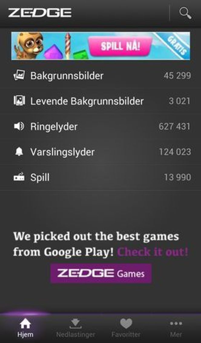 Zedge-applikasjonen, her i Android-utgaven, tilbyr brukerne svært mye gratis innhold. Bilde: digi.no