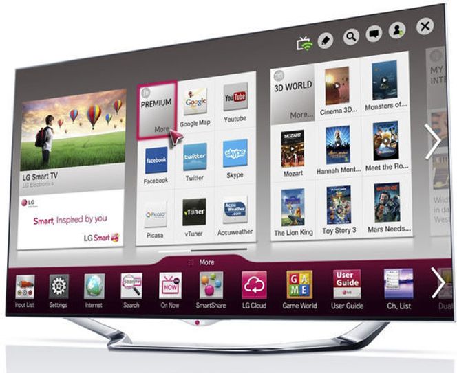 Det er LG Smart TV-grensesnittet som viser annonser og sender informasjon om brukerens tv-vaner og filnavn tilbake til LG. Bilde: LG