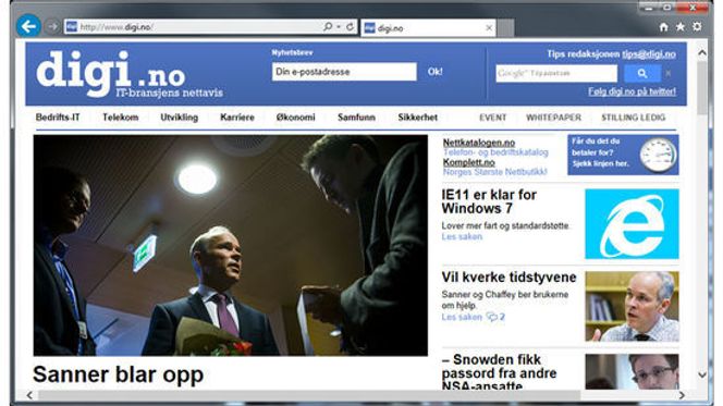 Det aller meste av nyheter i Internet Explorer 11 er knyttet til visningen av innholdet. Bilde: digi.no