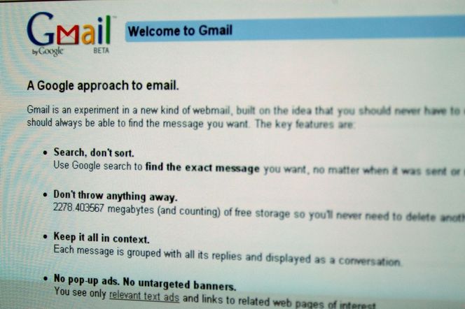Introduksjon til Gmail fra 2004. Bilde: REX/Dean Murray/All Over Press