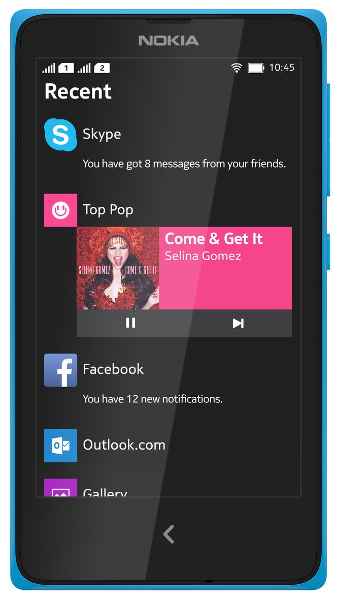 Nokia X med oppgavebehandleren Fastlane. Bilde: Nokia