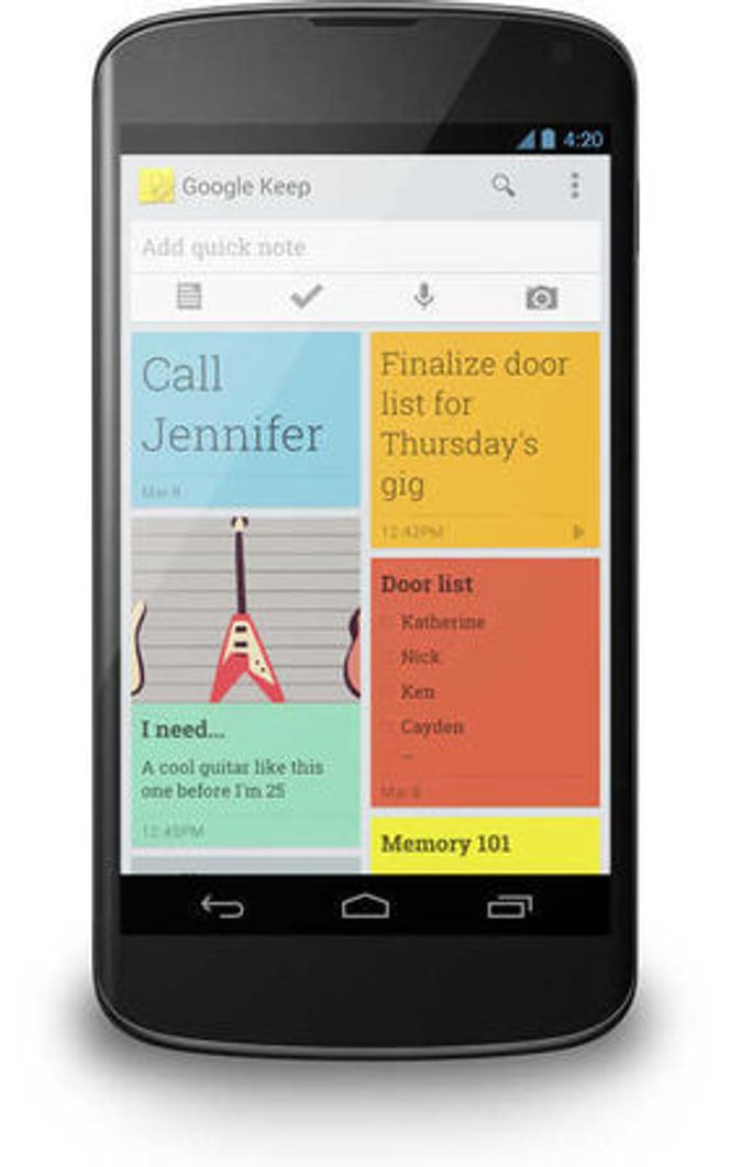 Android-versjonen av Google Keep. Bilde: Google