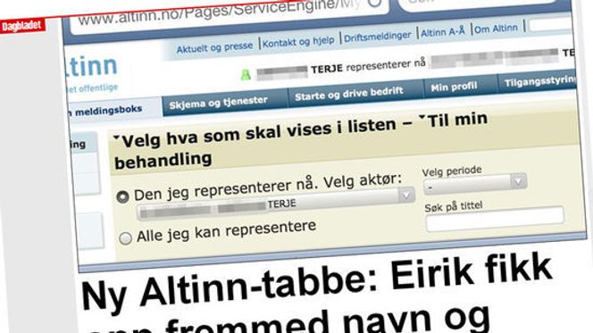 "Terje" ble årets "Kenneth" da en ny feil rammet Altinn. Bilde: Faksimile Dagbladet