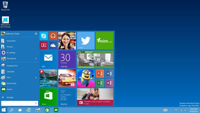 Som ventet, Start-menyen kommer tilbake. Bilde: Microsoft