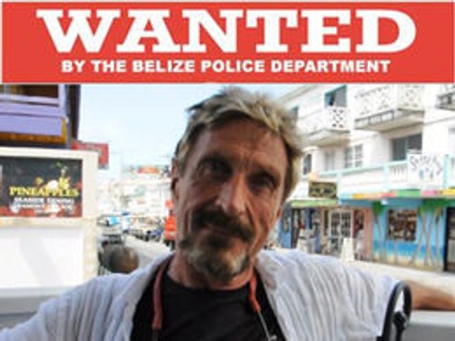 John McAfee rømte fra Belize der han var etterlyst i forbindelse med drap. Nå kvitter Intel seg med navnet på produktene som bærer antiviruspionerens navn. Bilde: YouTube-video (Belize Reporter Newspaper)