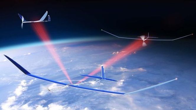 Lasersamband skal gjøre det mulig å fly dronene i formasjon. Bilde: Titan Aerospace