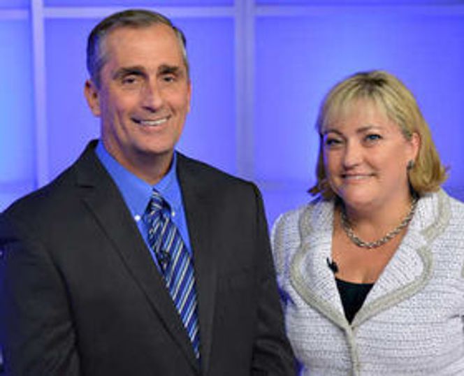 Brian Krzanich (52) blir ny toppsjef, mens Renee James (48) overtar som president i brikkegiganten. Bilde: Intel