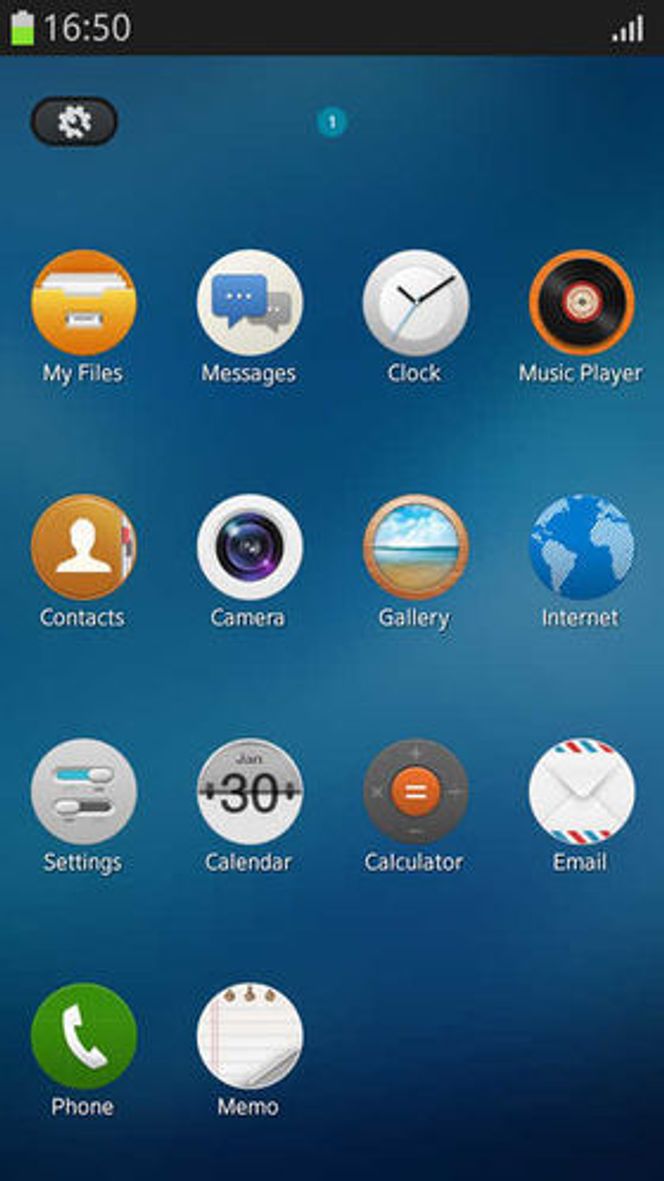 Tizen slik hjemskjermen fremstår i nyeste betaversjon 2.2.