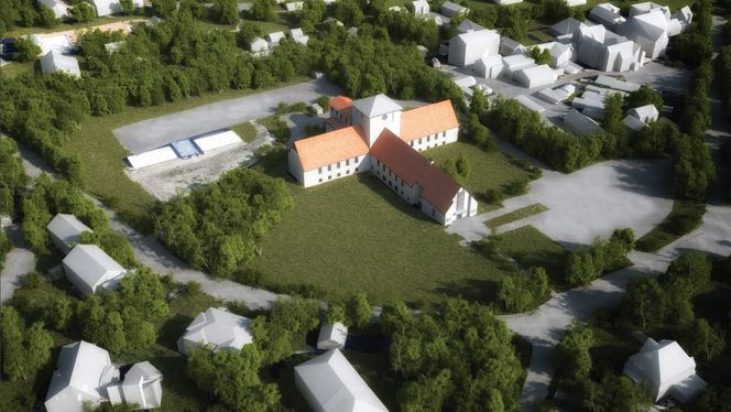 Favn ved Arkitekturfabrikken kom på tredjeplass, og juryen skriver forslaget «favner om skipene og landskapet med et tydelig arkitektonisk grep som kommer Arnebergs arkitektur i møte». Foto: Arkitekturfabrikken/Statsbygg