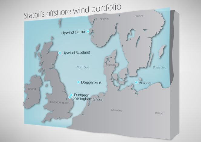 Første utenfor Storbritannia: Hittil har samtlige av Statoils eksisterende og kommende havvindparker ligger i Storbritannia. Foto: Statoil