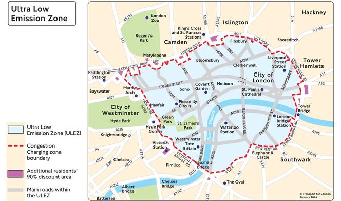 Ekstrem-lavutslipps-sone:  Bilde: Transport of London (TfL)