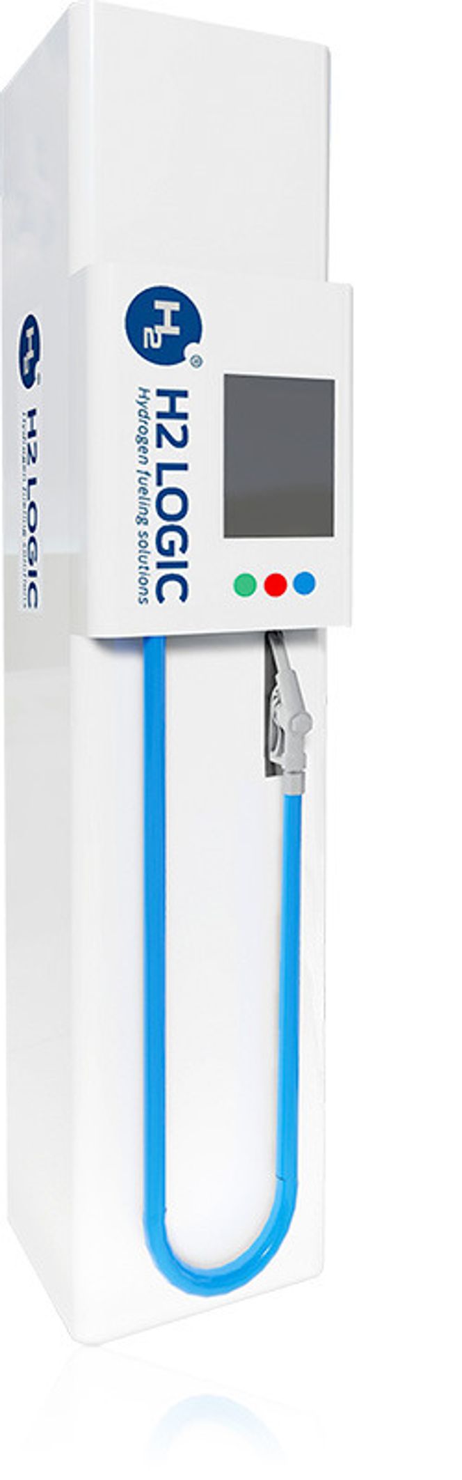 Alt er mer kompakt på den nye hydrogenstasjonen, inkludert dispenseren. Foto: H2 Logic