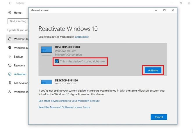 Activation Troubleshoot: Fortell Microsoft hvilken av de tidligere Windows 10-installasjonene man har registrert som skal reaktiveres på pc-en man nå bruker. Foto: Microsoft