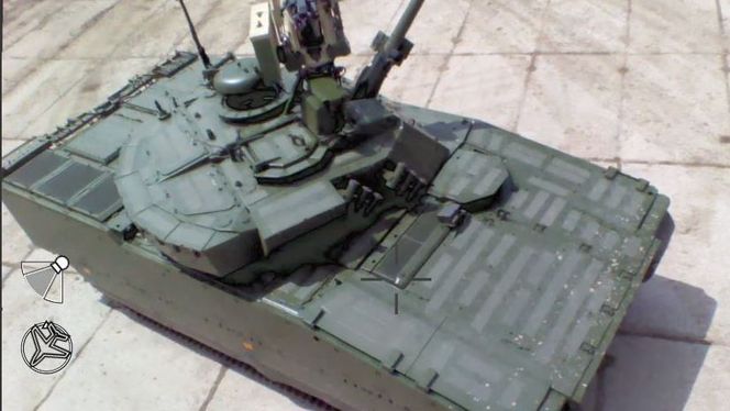 Demonstrasjon av PD-100 integrert på CV90 under BAHNA i Tsjekkia i juni 2016. Bildet fra dronen. Foto:  Thomas Torjussen