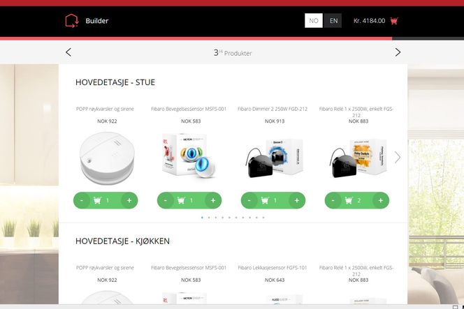 Selvbetjent: Det er ingen tvil om at Futurehome har gjort det enkelt å bygge seg et smarthus. Nettbutikken deres viser priser ferdig montert på alle komponentene du bestiller. Bilde: ORV