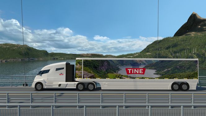 Tine har planer om å anskaffe en hydrogendrevet Nikola One for testing når den blir klar om noen år. Bilde:  Tine