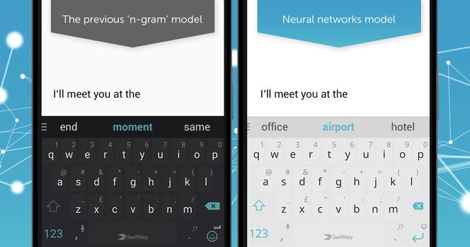 Den nye løsningen (til høyre) skal gi mer fornuftige ordforslag, hevder Swiftkey. Foto: Swiftkey