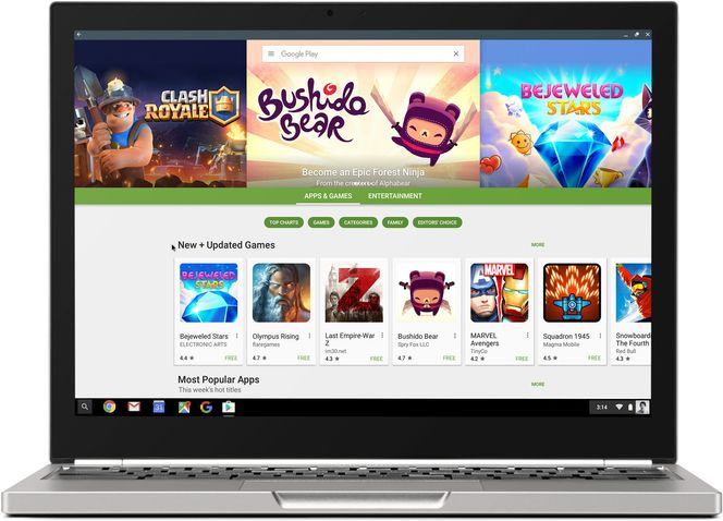 Omtrent slik ser Google Play ut i Chrome OS. Foto: Google