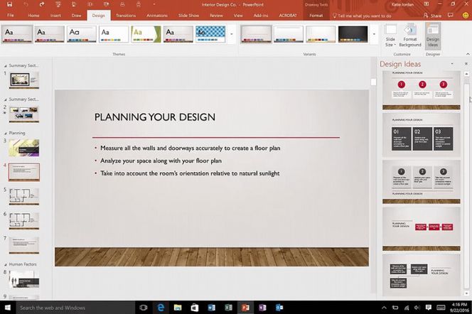 Designer-funksjonen i PowerPoint er forbedret.