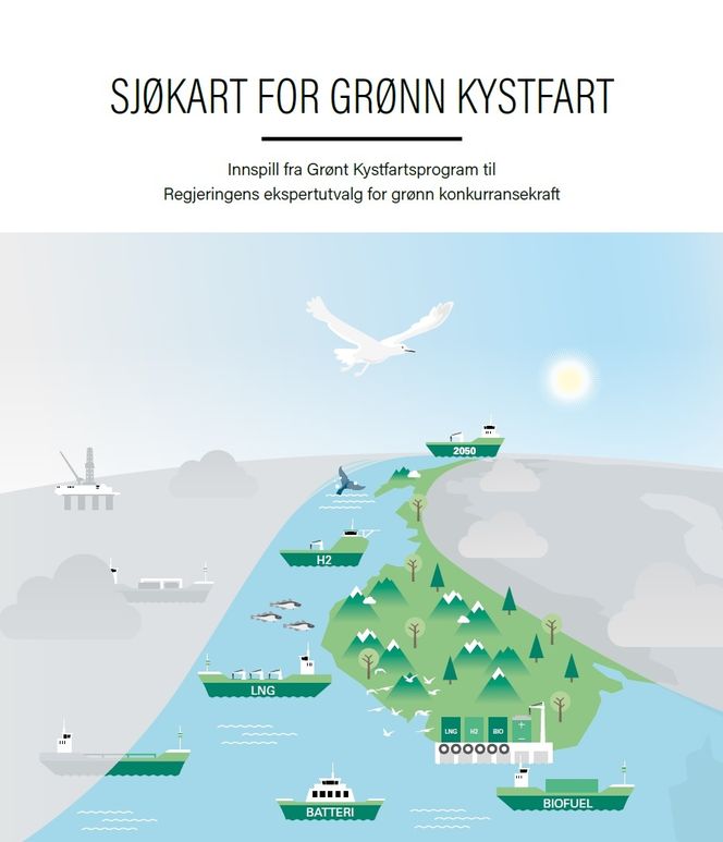 Sjøkart for grønn kystfart ble overlevert regjeringens ekspertutvalg for grønn konkurransekraft 5. oktober. Foto: GKP