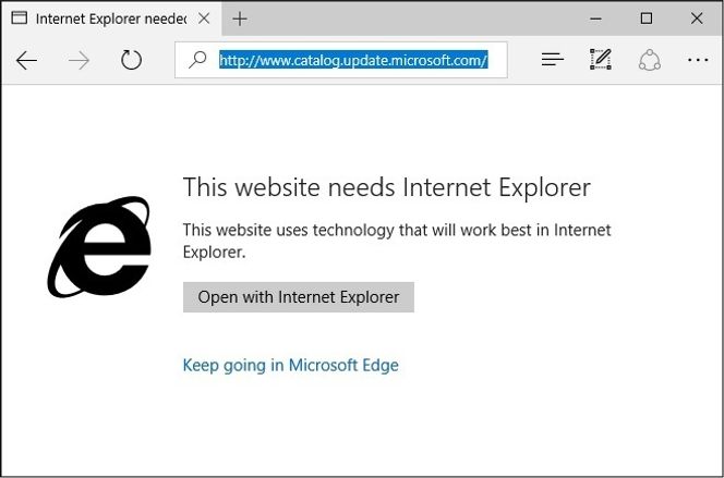 Microsoft Update Catalog er ikke helt klar for Microsoft Edge ennå, men fungerer fint i stort sett alle andre nettlesere. Foto: digi.no