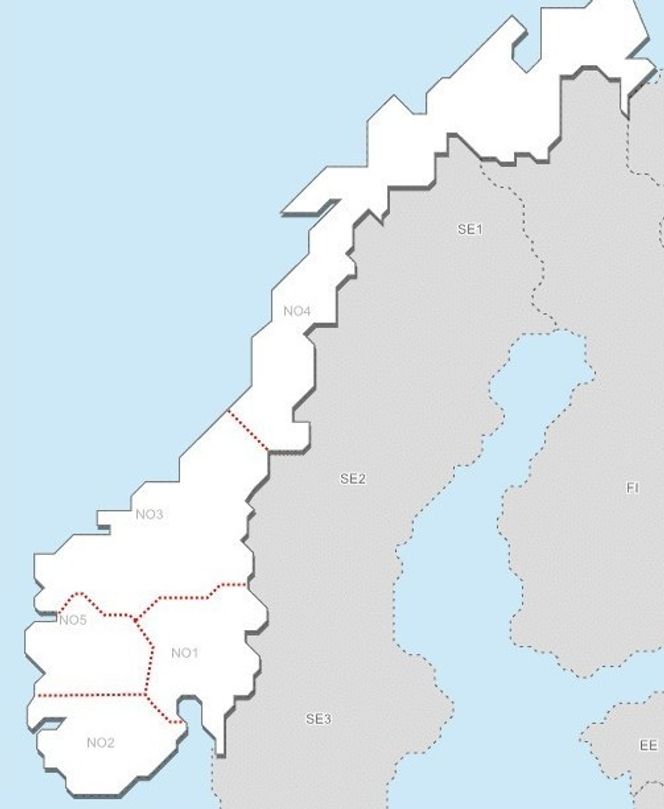 Norge er inndelt i fem prisområder på grunn av flaskehalsene i nettet. Statnett bestemmer hvor mye kraft som kan overføres mellom områdene. Foto: Statnett