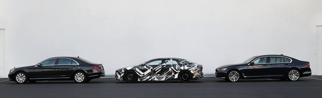 Kamuflert Lucid Air mellom S-klasse og 7-serie. Bilde: Lucid Motors