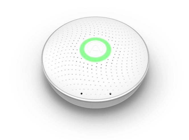 Slik ser måleren ut når den signaliserer at radon-nivået er på godtkjent nivå. Foto: Airthings