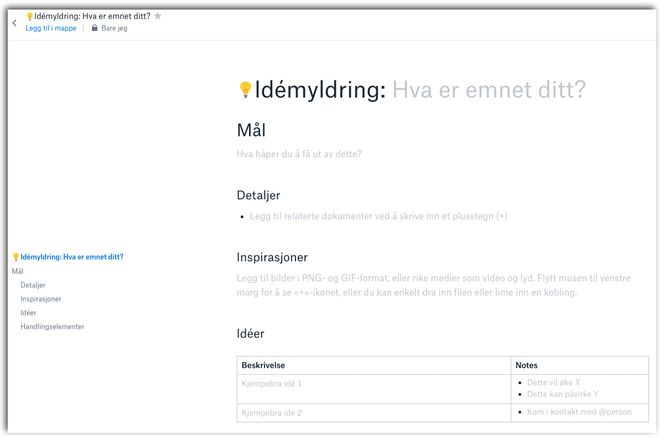 «Idémyldring» er en av flere ferdige maler.