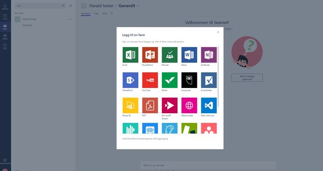 Det er mulig for de ulike teamene i Microsoft Teams å tilpasse egne kanaler ved blant annet å integrere tjenester fra både Microsoft og andre. Foto: Skjermbilde