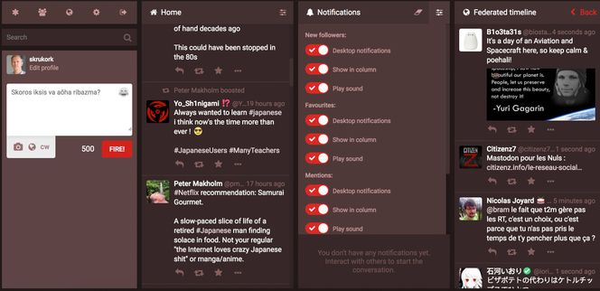 Slik ser brukergrensesnittet til Mastodon ut.