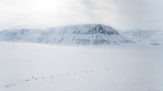 Økt turisme stiller høyere krav til beredskapen på Svalbard. Selv mindre ulykker kan utløse store redningsressurser. Her ser vi et snøscooterfølge på vei over fjorden.  Foto: Eirik Helland Urke