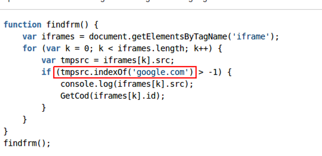 Her søkes det etter iframes som inneholder Google-annonser.