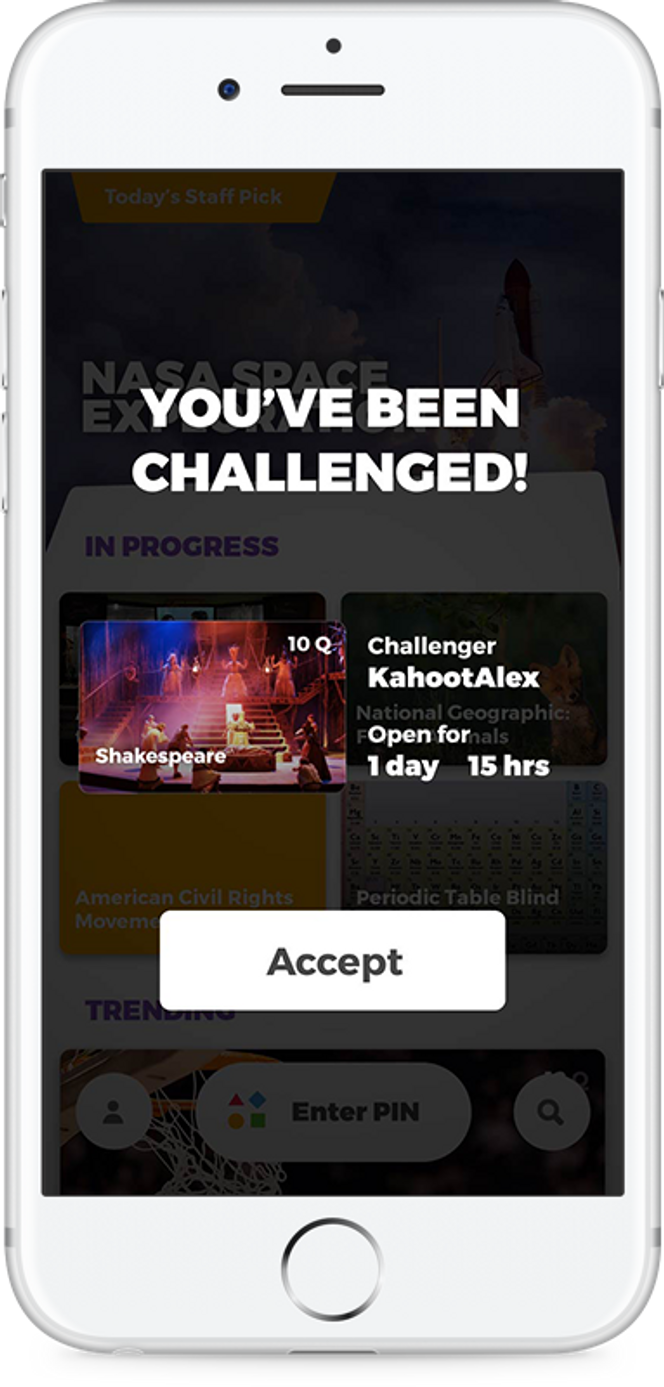 Lærere – eller andre – kan sende utfordringer. Foto: Kahoot