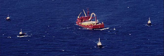 Den første Skagerrak-kabelen ble lagt i 1976 og var den første undersjøiske kabelstrekket mellom to land. Kabelen var 250 kV. Foto: Nexans