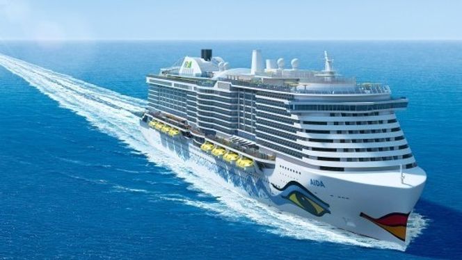 Aidanova blir verdens første cruiseskip med LNG-motorer. Det 337 meter lange og 42 meter brede skipet på 183.900 bruttotonn, skal inn i trafikk i desember 2018. Det skal ha 2.262 lugarer og 31 suiter til sine 5.200 passasjer. Bilde:  Aida Cruises