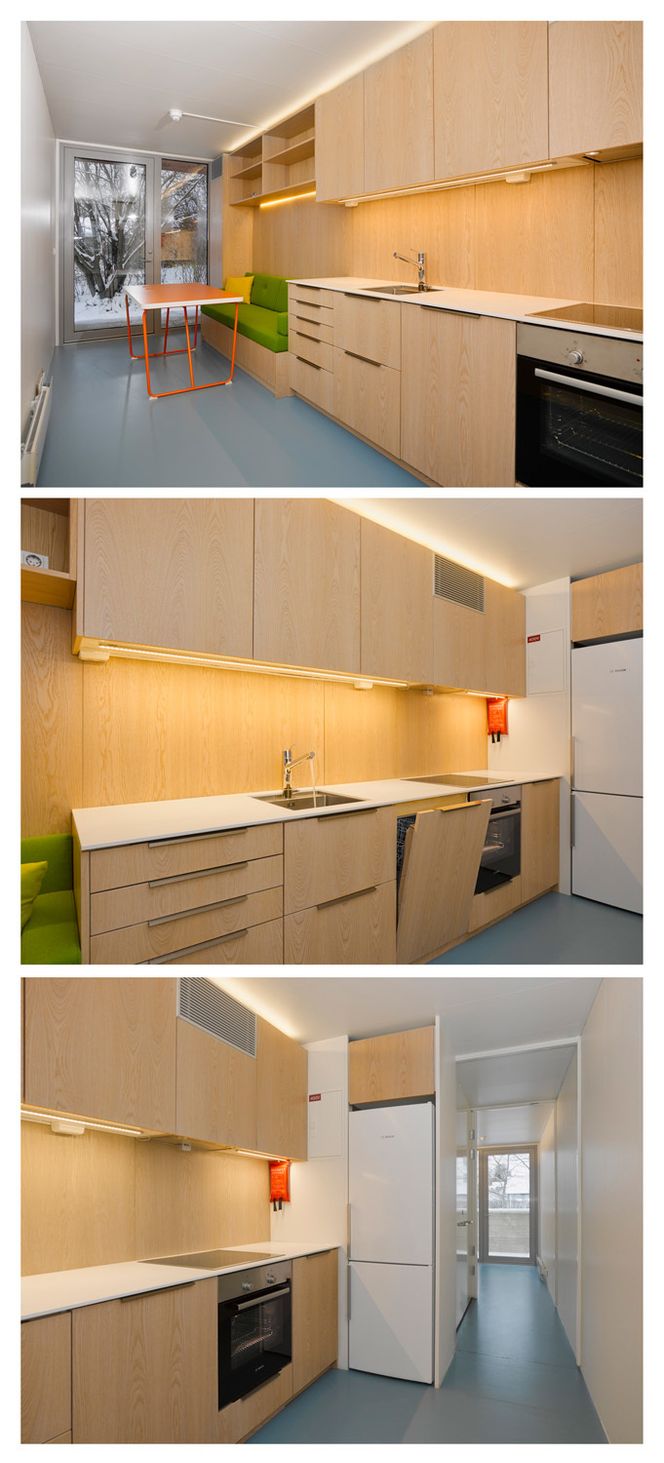 Kompakt, men koselig. Det er ikke mye som tilsier at dette også er en container. Foto: Ecocube AS modulboliger, fotografi ved VizPro AS