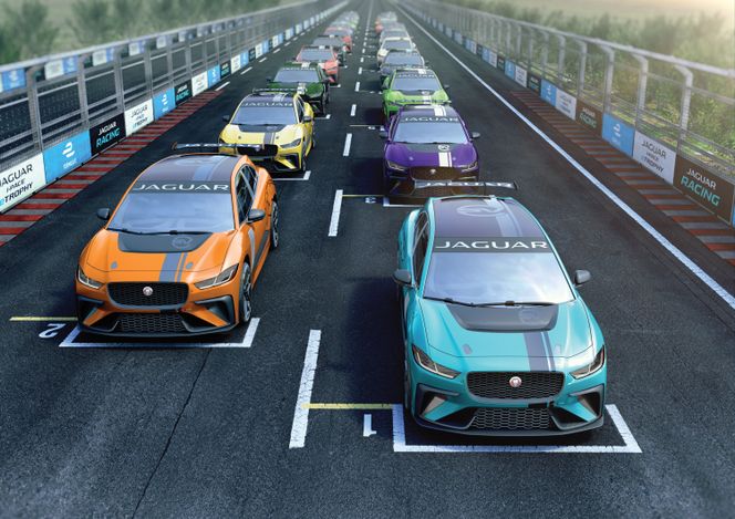Slik vil startfeltet i Jaguar I-Pace Etrophy se ut om et drøyt år. Bilde: Jaguar