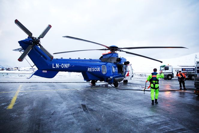 Dette er det ene av H225-helikoptrene som ble brukt i Hammerfest, og nå skal bli redningshelikopter på Island. Foto: Eirik Helland Urke